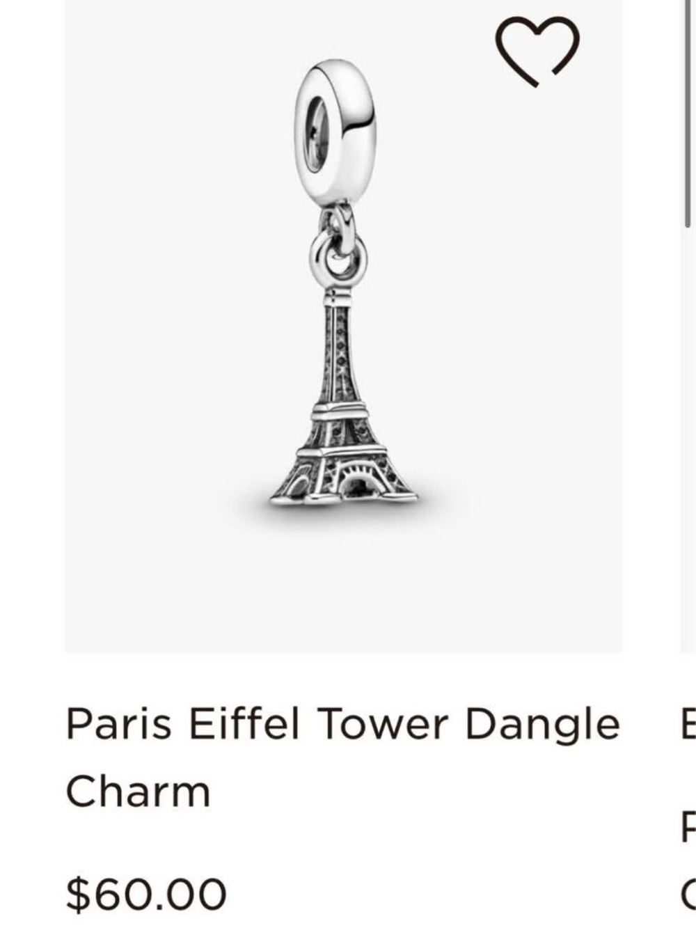 Pandora Silver Eiffel Tower Dangle Charm